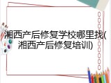 湘西产后修复学校哪里找(湘西产后修复培训)