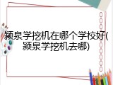 颍泉学挖机在哪个学校好(颍泉学挖机去哪)