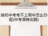 潍坊中考考不上高中怎么办呢(中考落榜出路)