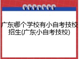 广东哪个学校有小自考技校招生(广东小自考技校)