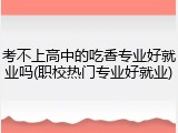 考不上高中的吃香专业好就业吗(职校热门专业好就业)