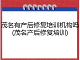 茂名有产后修复培训机构吗(茂名产后修复培训)