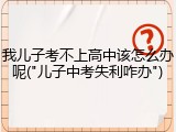 我儿子考不上高中该怎么办呢("儿子中考失利咋办")