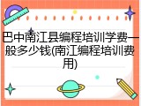 巴中南江县编程培训学费一般多少钱(南江编程培训费用)