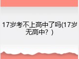 17岁考不上高中了吗(17岁无高中？)