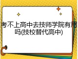 考不上高中去技师学院有用吗(技校替代高中)