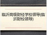 临沂高级财经学校领导(临沂财校领导)