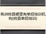株洲攸县哪里有单招培训机构(攸县单招培训)