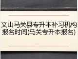 文山马关县专升本补习机构报名时间(马关专升本报名)