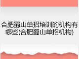 合肥蜀山单招培训的机构有哪些(合肥蜀山单招机构)