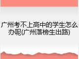 广州考不上高中的学生怎么办呢(广州落榜生出路)