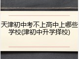 天津初中考不上高中上哪些学校(津初中升学择校)