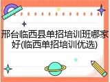 邢台临西县单招培训班哪家好(临西单招培训优选)