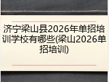 济宁梁山县2026年单招培训学校有哪些(梁山2026单招培训)