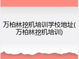 万柏林挖机培训学校地址(万柏林挖机培训)