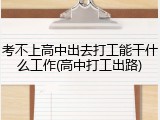 考不上高中出去打工能干什么工作(高中打工出路)