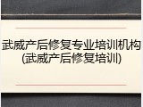 武威产后修复专业培训机构(武威产后修复培训)