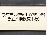 崇左产后恢复中心排行榜(崇左产后恢复排行)