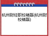 杭州财经职校褚磊(杭州财校褚磊)