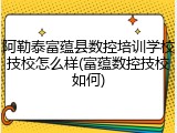 阿勒泰富蕴县数控培训学校技校怎么样(富蕴数控技校如何)