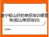 遂宁船山好的单招培训哪里有(船山单招培训)