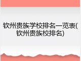 钦州贵族学校排名一览表(钦州贵族校排名)