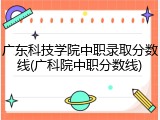 广东科技学院中职录取分数线(广科院中职分数线)