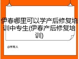 伊春哪里可以学产后修复培训中专生(伊春产后修复培训)
