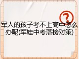 军人的孩子考不上高中怎么办呢(军娃中考落榜对策)