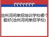 沧州河间单招培训学校哪个最好(沧州河间单招学校)