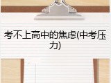 考不上高中的焦虑(中考压力)