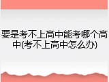 要是考不上高中能考哪个高中(考不上高中怎么办)