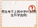 男生考不上高中学什么(男生升学选择)