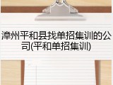 漳州平和县找单招集训的公司(平和单招集训)