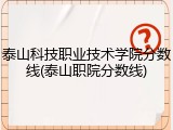 泰山科技职业技术学院分数线(泰山职院分数线)