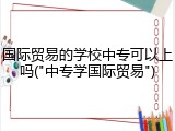 国际贸易的学校中专可以上吗("中专学国际贸易")