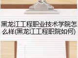 黑龙江工程职业技术学院怎么样(黑龙江工程职院如何)