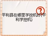 平利县在哪里学挖机好(平利学挖机)