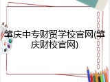 肇庆中专财贸学校官网(肇庆财校官网)
