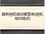 路桥挖机培训哪里有(挖机培训地点)