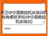 中卫中宁县数控机床培训机构有哪些学校(中宁县数控机床培训)