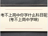 考不上高中你学什么科目呢(考不上高中学啥)