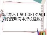 深圳考不上高中读什么高中好(深圳高中择校建议)