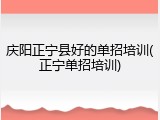 庆阳正宁县好的单招培训(正宁单招培训)
