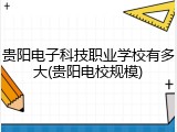 贵阳电子科技职业学校有多大(贵阳电校规模)