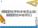 铜陵财经学校中专怎么样(铜陵财校中专评价)