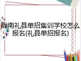 陇南礼县单招集训学校怎么报名(礼县单招报名)