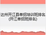 达州开江县单招培训班排名(开江单招班排名)