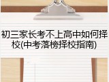 初三家长考不上高中如何择校(中考落榜择校指南)