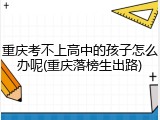 重庆考不上高中的孩子怎么办呢(重庆落榜生出路)